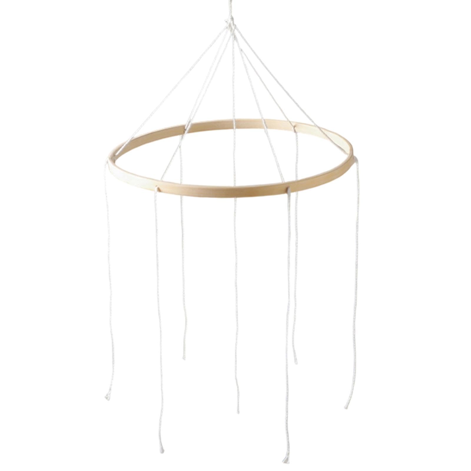 perfeclan Baby-Mobile, Mobile-Rahmen aus Holz, Windspiel, DIY-Kinderzimmerzubehör für Jungen & Mädchen, dekorativer Bambusreifen, Hängespielzeug-Dekoration für Kinderzimmer, Kinderbett, 23Cm, 6 Löch