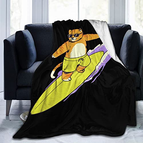 Cool Surfing Cat Throw Blanket 40