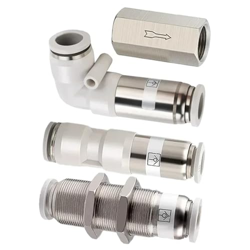 KQRGWWPC Válvula de retención neumática: Válvula antirretorno unidireccional for conexión de tuberías de Aire. Disponible en tamaños de 4 mm, 6 mm, 8 mm y 10 mm (1/8', 1/4', 3/8' y 1/2').(SPV-6)