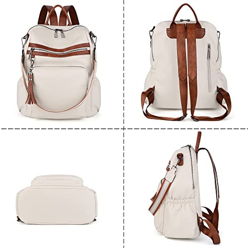 Image of UTO Women Backpack Purse Leather Vegan Ladies Fashion Designer Rucksack Convertible Travel Shoulder Bag with Tassel