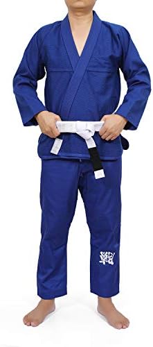 WSULMENG Jiu Jitsu Gi, Brazilian Jiu Jitsu BJJ Gi for Men Grappling AX BJJ Uniform Kimono Training Sets with Belt (A1, Blue)