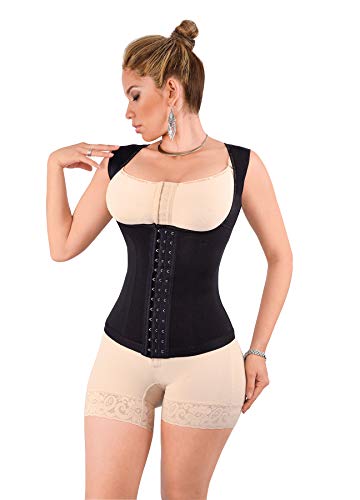 Forma Tu Cuerpo, Faja Colombiana, Waist Trainer Cincher Vest Latex Shapewear Back and Abdominal Control-XS Black
