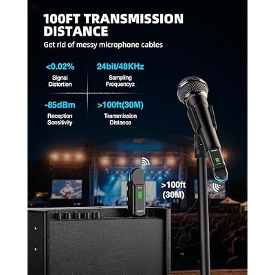 LEKATO Wireless XLR Transmitter Receiver 2.4GHz for Dynamic Mic, 4 Channels Wireless Microphone System 8H Running Time, Phantom-Powered for PA Systems, Audio Mixer, Live Sound, Church(MW-20)