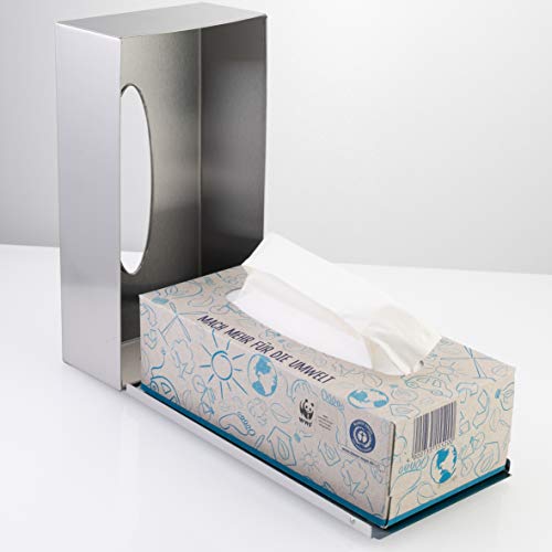 Axentia Taschentuchbox mit Wandmontage Set 8-teiliger aus Edelstahl in der Farbe Silber, Größe: 26x74x8,5 cm, 116941
