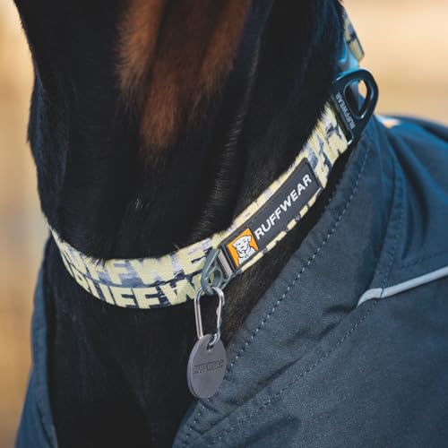 RUFFWEAR Front Range Hundehalsband für kleine Hunde, bequem und stabil mit seitlicher Schnalle und Gurtband zum Gassigehen mit dem Hund, Größe S (28–36 cm), Berge-Logo