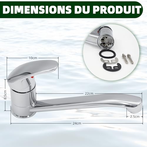 Robinet de cuisine mitigeur chromé pivotant pour un évier moderne