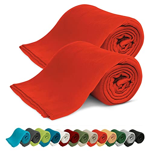 KiGATEX Fleecedecken 2er-Pack 130x160 cm – Weiche Kuscheldecken aus Polar Fleece – Oeko-TEX® Zertifiziert & pflegeleicht – Für Sofa, Bett, Garten & Haustiere – rot