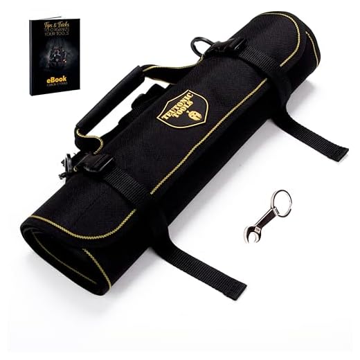 Teutonic Roll Up Tool Bag, 25 Pockets Pouch Waterproof Organizer Kit for Wrenches; Perfect Set for Mechanics, Electricians, Handymans;Keychain + eBook