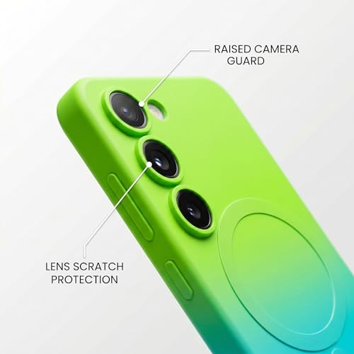 Image of amazon basics Gradient Mag-Safe Case for Samsung Galaxy S23 5G | Soft Silicone Shockproof Cover with Camera Protection | Slim Lightweight Design | Smooth Touch & Durable - Green & Blue