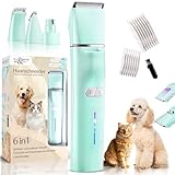 JOY & EMOTION® 6 in 1 Schermaschine Hund und Katzen, PROFI Hundeschermaschine mit Laser und UV-Licht zur Erkennung von Wunden | Kabellose Tierhaarschneidemaschine | LEISER Pfotentrimmer für Hunde