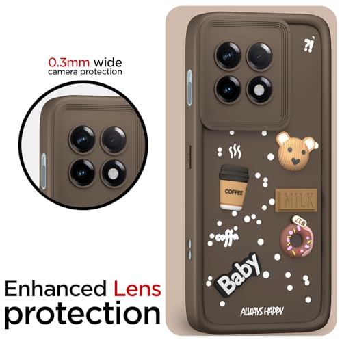 Image of Pikkme Back Cover for OnePlus 11R 5G | Cute Fun Cartoon 3D Bear Silicone Full Body Protection Bumper Cover (Brown)