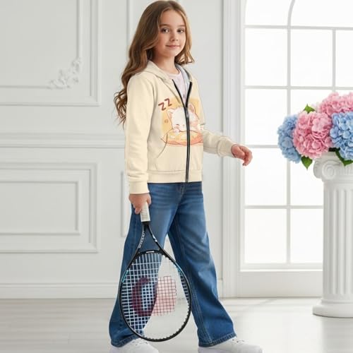 AFPANQZ Girl Zip up Hoodie Sweatshirt Soft Hooded Jacket Casual Essentials Hoodie with Pocket for Girls 6-16 Years4