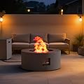 SUNPEAK 30" Round Propane Fire Pit Table - 50K BTU with Lid, Rocks Tank Storage and Cover - Round Gas Fire Pits for Outside Patio - Outdoor Table with Firepit (Grey, 30" Round)