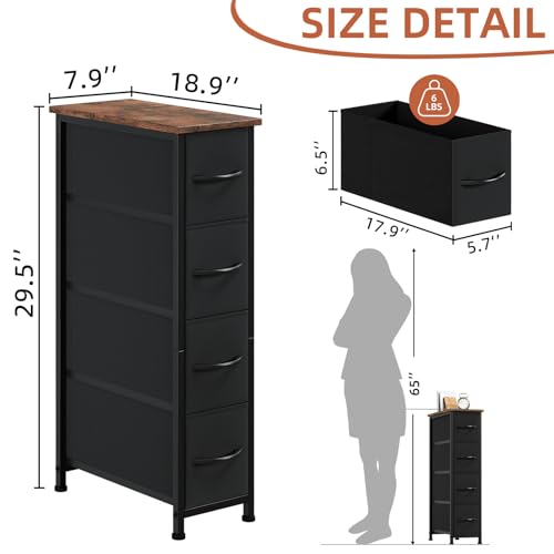 Image of Somdot Narrow Dresser for Bedroom, 4 Drawer Storage Cabinet