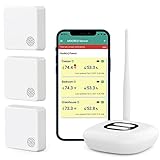 MOCREO WiFi Thermometer Hygrometer, with Remote App&Email Alarm, Data History Temperature Humidity Sensor Hub, Wireless Indoor Monitor Gauge for Freezer Alarm Home Greenhouse Garage Wine Cellar, 3Pack