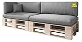 sunnypillow Palettenkissen mit abnehmbarem Bezug UV - beständig Outdoor/Indoor Palettenauflage Palettenpolster Palettensofa Sitzkissen Rückenlehne 6er Set 120 x 80 Grau