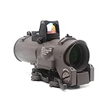 Dual Purpose 1-4X Fixed Zoom Optical Scope，with Miniature RMR Red Dot Sight Combo，with Integrate Built-in QD Quick-Release/Detach Mount Base & Top Emergency Backup Iron Scope，for 20mm Rail，Tan