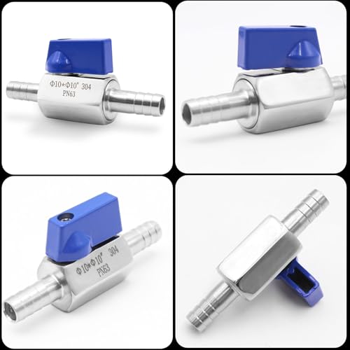 PWGHWG Kugelhahn mit Widerhaken, Absperrventil Edelstahl Pagodengelenk fürWasser, Gas, Öl, Kraftstoff (10 mm)