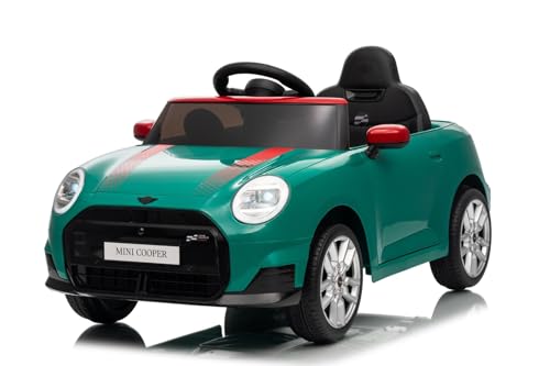 Voiture électrique BMW Mini Cooper 12V, Verte, Lecteur MP3 avec Connexion USB et Bluetooth, télécommande 2,4 GHz, Moteur 2 x 25 W, Batterie Lithium, phares...
