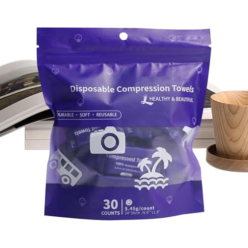 Toallas comprimidas – 30 piezas de algodón tamaño compacto | Toalla facial portátil | Toalla | Toallas ligeras de viaje para el cuidado de la piel, toallitas de limpieza , gimnasio