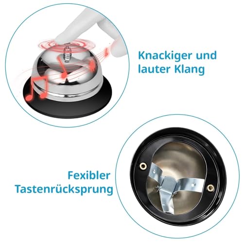 3 Stück Tischglocke Tischklingel Rezeptionsklingel, Nicht rutschender Unterseite, Edelstahl Tischglocke, Küche Hotel Zähler Rezeption, Praktische Tischklingel Für Rezeption Restaurant Büro