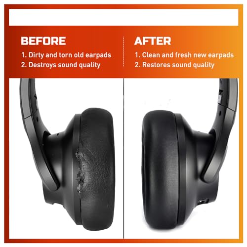 Image of Crysendo Headphone Cushion for Anker Soundcore Life Q10 / Q10 Bluetooth Headphones | Replacement Ear Cushion Foam Cover Ear Pads Soft Cushion | Protein Leather & Memory Foam (Black)