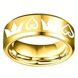 HYYSYQ Men Women Kingdom Hearts Ring,Cosplay Roxas Sora Crown Cross Jewelry,8Mm Wide,Gold,6