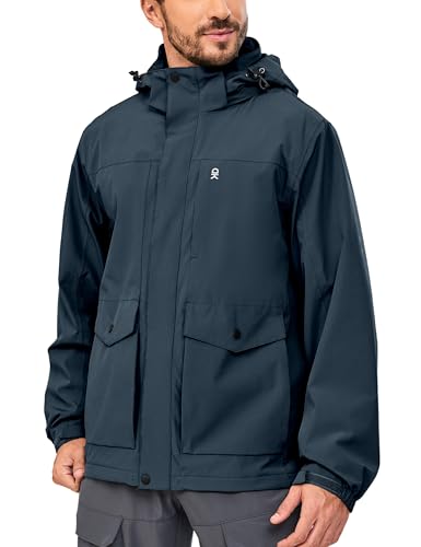 Little Donkey Andy Men's Lightweight Jacket Fleece Lined Detachable Hooded Waterproof Jackets Winter Hiking Windbreaker