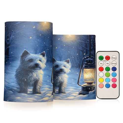 ALAZA Dog (58) Flickering Flameless Candles Battery Operated with Remote Timer,Tea Light Candles LED Pillar Votive Candles Set of 2 for Outdoor Indoor Decorations