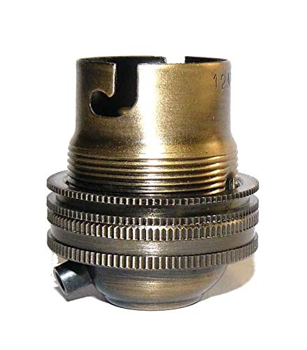 K M Electronics Antique Brass Lamp Light Bulb Holder BC Bayonet Cap 10mm Screw Thread with Shade Ring and Earth Terminal-image-8
