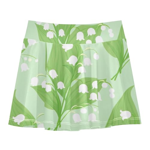 Lily of Valley Green Girls' Shorts Athletic Skorts Kids Tennis Skirts Floral Butterfly 3t