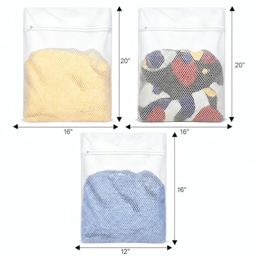 Honeycomb-Mesh-Laundry-Bags-3-Pack-2XL1L-Durable-Washing-Bags-with-Auto-Lock-Zippers-Heavy-Duty-Mesh-Wash-Bags-for-Delicates-Lingerie-Bra-Sock-Travel-Storage-Organizer