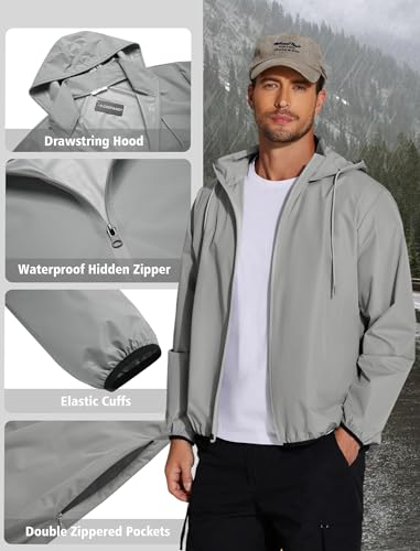 Image of COOFANDY Men's Light Rain Jacket with Hood Packable Waterproof Raincoat Golf Rain Gear Travel Hiking Windbreaker