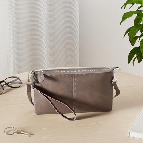 Image of befen Genuine Leather Wristlet Clutch Wallet Purses Small Crossbody Bags for Women with RFID Blocking Card Slots