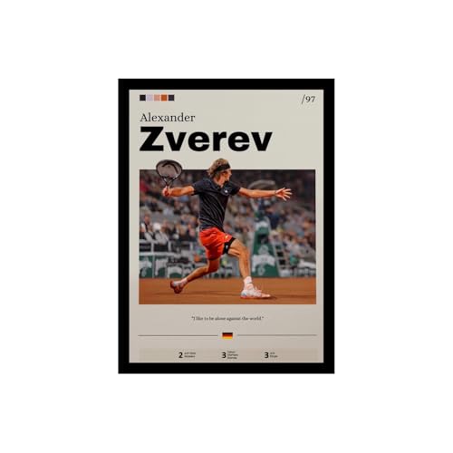 Image of BLINKART Alexander Zverev | Tennis Player | Synthetic Wood Photo Framed Wall Hanging Poster Room & Office Bedroom Living Boys And Girl Room Home Wall Hanging | 13x10 Inches