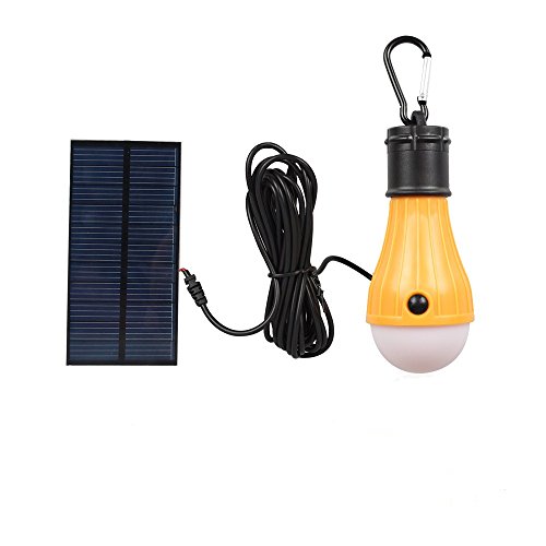 AIYEGO Portable Solar Light Bulb, Dimmable 165LM Solar Powered Lights Emergency Lights with 1000mAh Rechargeable Battery for Outdoor, Hiking, Camping, Tent, Home, Chicken Coop (Yellow)
