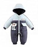 GigaCircle 2025 Tuta Invernale Neonato, Cute Puppy Tuta da Neve Bambino Bambina, Pagliaccetto Neonato Invernale, Imbottito, Blu 12-18 Mesi