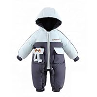 GigaCircle 2025 Tuta Invernale Neonato, Cute Puppy Tuta da Neve Bambino Bambina, Pagliaccetto Neonato Invernale, Imbottito Giubbotto Invernale Neonato, Blu 18-24 Mesi