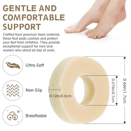 60PCS Corn Cushions for Feet, Latex Sponge Foot Callus Pads, Corn Pads for Toes (Rotundity)