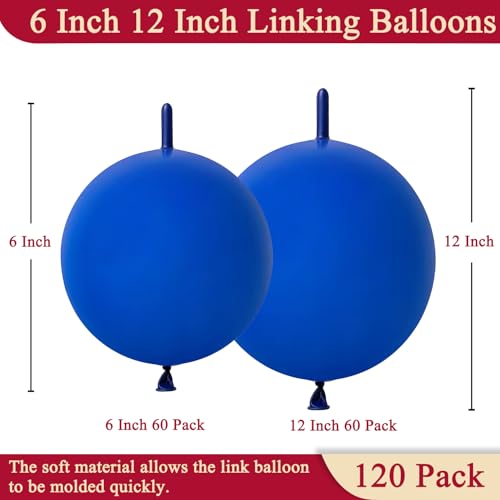 Image of Blue Link Balloons 6 Inch 12 Inch 120 Pcs Latex Linking Balloons for Birthday Wedding Party Festival Decorations