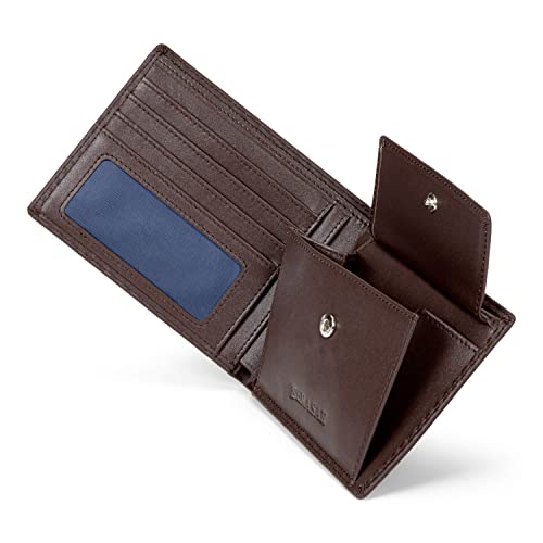 SERASAR | Premium Genuine Leather Wallet for Men in Carbon Optic Brown | 9 Card Slots | RFID Protection | With Gift Box2