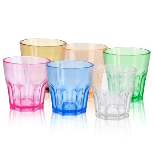 TIE-DailyNec 160ml Trinkgläser Set aus Kunststoff, Acryl Wassergläser Wiederverwendbar, Stapelbar Trinkbecher, Wasser Becher für Picknick, Camping, Partys, BBQ (6pcs)