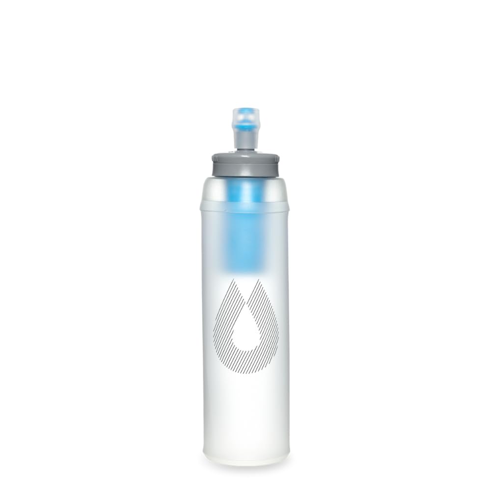 HydraPak UltraFlask+ 500 ml – gefilterte, komprimierbare Softflask-Trinkflasche für Trinkwesten und Laufrucksäcke mit integriertem Wasserfilter (Clear, 500 ml), Farblos