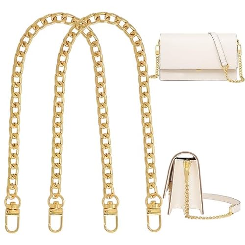 BARBUDDY 2Pcs Flat Purse Chain Strap Handbag Replacement Strap with Metal Buckles(15.7 Inches/40cm, Gold)-image-18