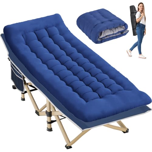 Candockway Folding Camping Cot for Adults, Portable Cot Bed with Comfy Mattress, 28' Extra Wide Sleeping Cots with Carry Bags for Home, Office Nap, Outdoor Travel Camp Beach, 600LBS(Max Load)