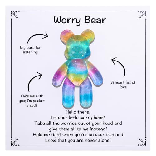 Image of Aesnefe Pocket Bear Hug, Anxiety Relief Gifts, Mental Health Positivity Gift for Men Women, Autism Fidget Gifts, Surgery Worry Gift, Thoughtful Present for School Anxiet, Rainbow Blue