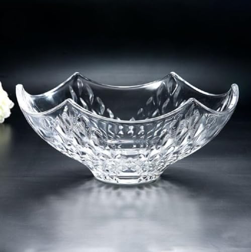 MPMPM Tazón de Vidrio Grande for Frutas de Cristal Tazón for Dulces Tazón for Servir Tazón Decorativo Bandeja Multiusos for el Hogar/Oficina Tazón de Vidrio Ecológico de Cristal, 24 Cm(F)