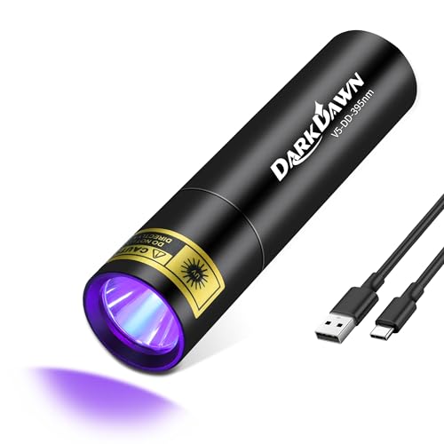 DARKDAWN UV Flashlight 395 NM, USB-C Rechargeable...