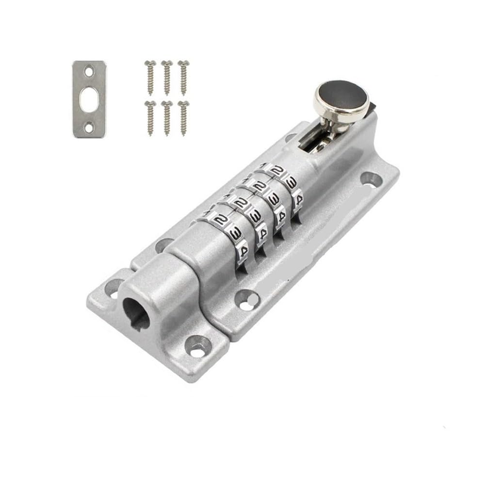 Heavy Duty Resetable Code Gate Latch Lock,Keyless Door Bolt(Silver)