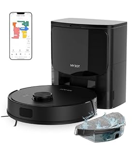 MYBOT X7 PRO - Saugroboter mit Wischfunktion - 6500PA Saugleistung - Automatisch entleert - Ideal für Haustiere - Selbstlernender Roboterstaubsauger - Mit Ladestation - LDS Laser Navigation - Mit